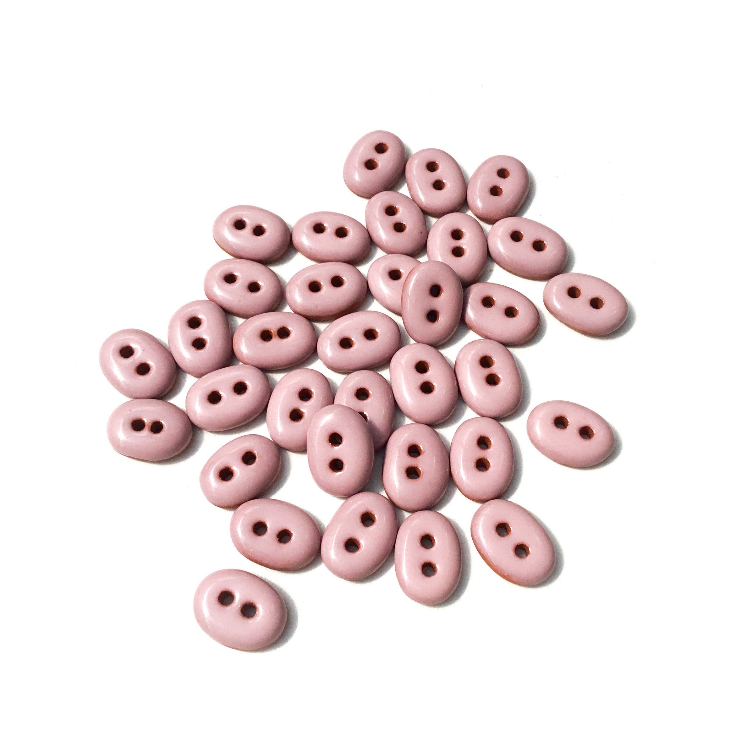 Dusty Pink Ceramic Buttons - Small Oval Buttons - 7/16 x 9/16